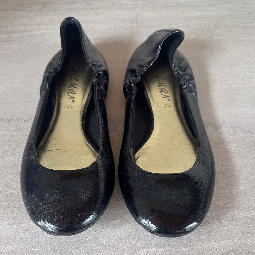 Delman Black Patent Leather Ballet Flats 8.5